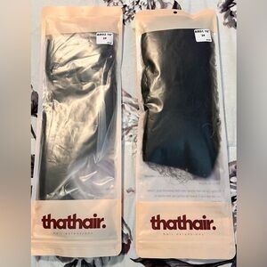 Thathair 16” Black Hair Extensions ~ One Straight & One Wavy